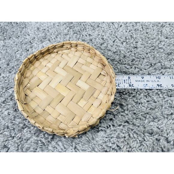 Vintage Natural Grass Round Basket Home Decor Any Room Tray Small 7 In - Picture 4 of 8